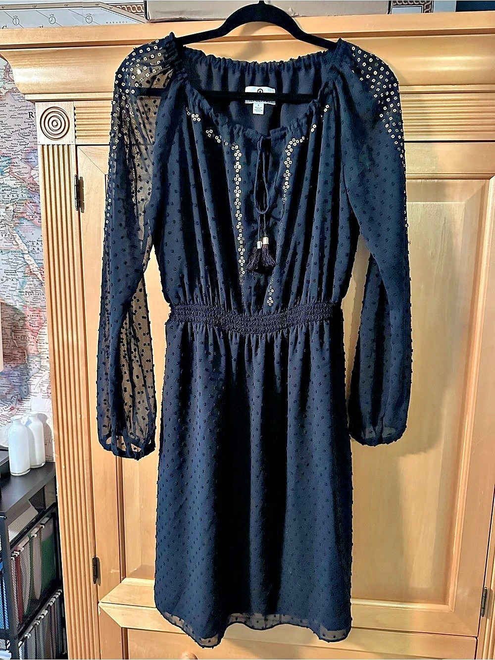 Altuzarra Black Gold Mini Dress Size 8 Like New